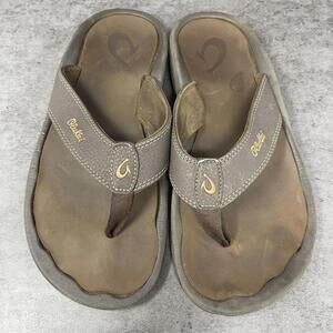 Olukai Ohana Flip Flops Mens Size 7 Brown Black Sandals Slip On